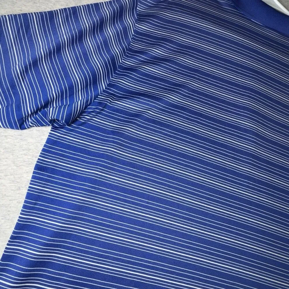 Nike Golf Dri-FIT Mens Polo Shirt XXL Blue/White Striped Short Sleeve Polyester